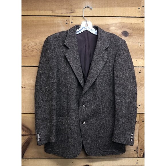 Vintage Harris Tweed Scottish Wool Herringbone Blazer Mens Size 40 Cranberry - Picture 1 of 11
